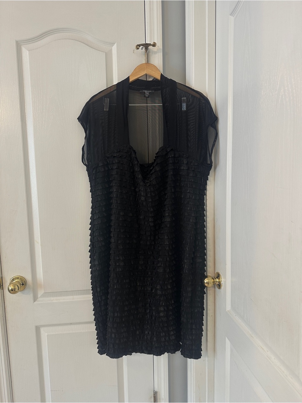 R&M Richards Black 24W Sheer Illusion Neckline Pleated Dress Semi Formal